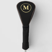 Aangepaste gepersonaliseerde zwarte gouden monogra golfheadcover (Voorkant)