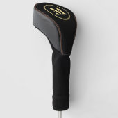 Aangepaste gepersonaliseerde zwarte gouden monogra golfheadcover (Schuin)