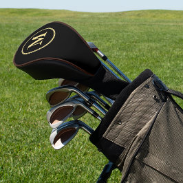 Aangepaste gepersonaliseerde zwarte gouden monogra golfheadcover