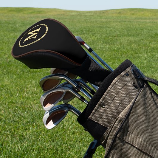 Aangepaste gepersonaliseerde zwarte gouden monogra golfheadcover