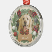 Aangepaste Geplakte Hond Naam Foto Vakantie Kerstm Metalen Ornament (Links)