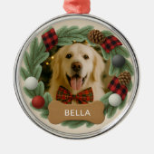 Aangepaste Geplakte Hond Naam Foto Vakantie Kerstm Metalen Ornament (Voorkant)