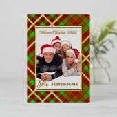 Aangepaste geplakte kerst Warm Wishes Foto Gold Folie Feestdagenkaart (Staand Voorkant)