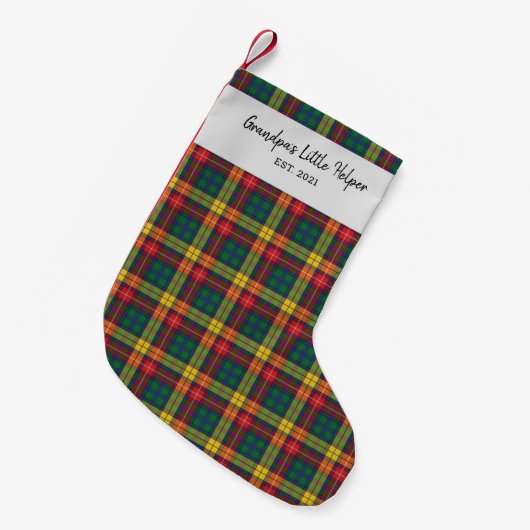 Aangepaste geplakte lan Buchanan Tartan Check Fami Kleine Kerstsok (Voorkant (Hangend))