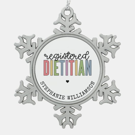 Aangepaste geregistreerde diëtititititiaanse multi tin sneeuwvlok ornament (Voorkant)