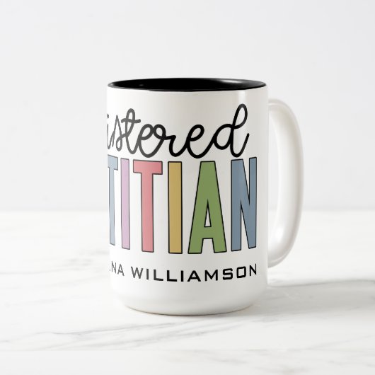 Aangepaste geregistreerde diëtititititiaanse multi tweekleurige koffiemok (Voorkant rechts)