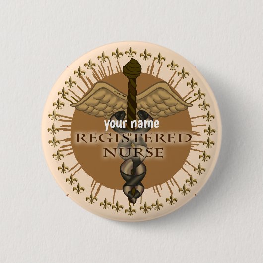 Aangepaste Geregistreerde Verpleegkundige Caduceus Ronde Button 5,7 Cm (Voorkant)