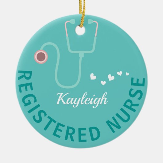 Aangepaste geregistreerde verpleegkundige stethosc keramisch ornament (Voorkant)