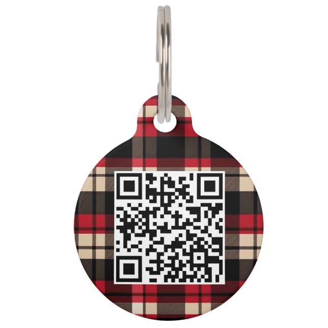Aangepaste geruite QR-code Huisdierpenning (Voorkant)