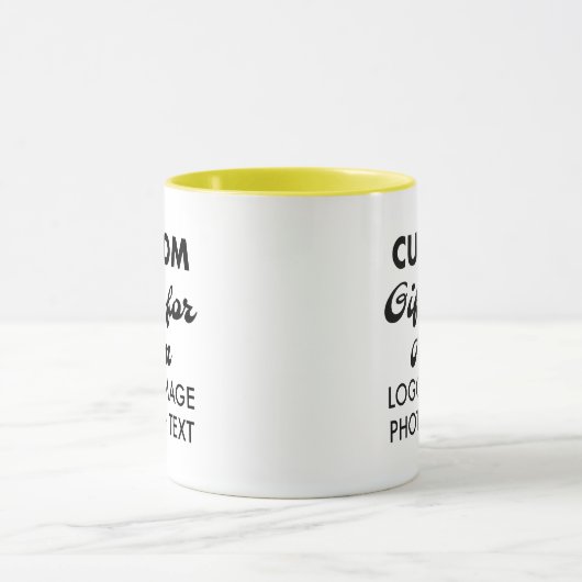Aangepaste geschenken voor Hem Geel Combo Mok 11oz (Midden)