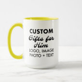 Aangepaste geschenken voor Hem Gele Combo Mok 15oz (Links)