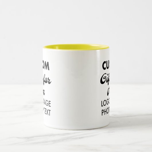 Aangepaste geschenken voor Hem Gele Twee-Tone Mok (Center)