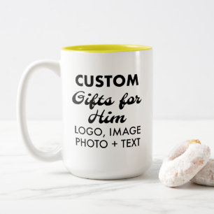 Aangepaste geschenken voor Hem Gele Twee-Tone Mok 