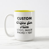 Aangepaste geschenken voor Hem Gele Twee-Tone Mok  (Links)