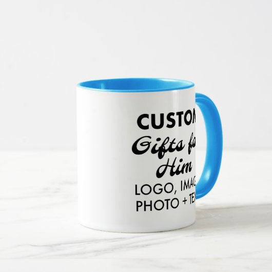 Aangepaste geschenken voor Hem Lichtblauwe Combo M Mok (Voorkant rechts)