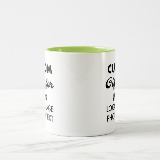 Aangepaste geschenken voor hem Lime Green Two-Tone Tweekleurige Koffiemok (Center)