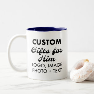 Aangepaste geschenken voor Hem Navy Blue Two-Tone  Tweekleurige Koffiemok