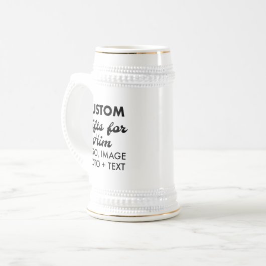 Aangepaste geschenken voor Hem White Beer Stein Mo Bierpul (Voorkant links)