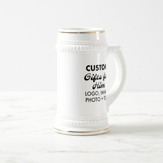 Aangepaste geschenken voor Hem White Beer Stein Mo Bierpul (Voorkant rechts)
