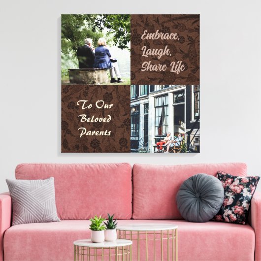Aangepaste geschenken voor oudere ouders Koppels B Canvas Afdruk (Insitu (Woonkamer))