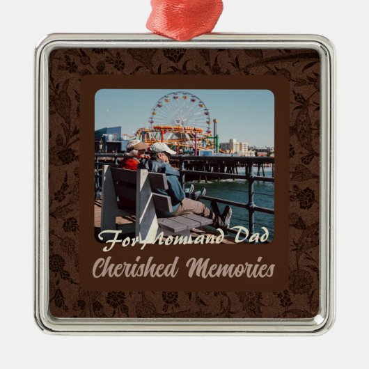 Aangepaste geschenken voor oudere ouders Koppels B Metalen Ornament (Voorkant)