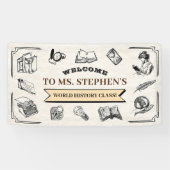 Aangepaste  geschiedenis Leraar Klaslokaal Welkom Spandoek (Horizontaal)