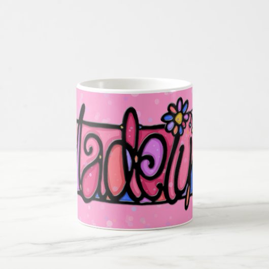 Aangepaste geschilde mok MADELYN roze + bloem (Center)