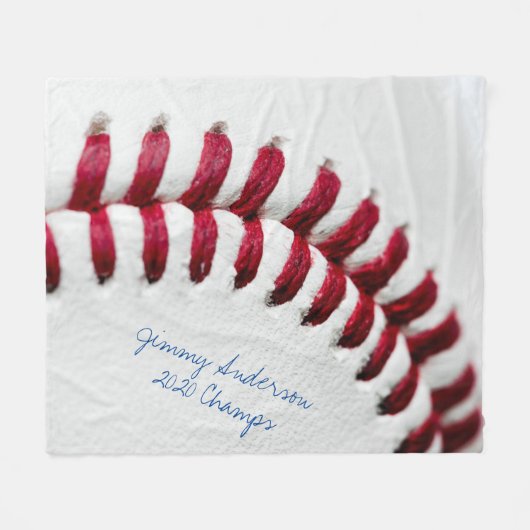 Aangepaste gesigneerde close-up honkbalfoto fleece deken (Voorkant (Horizontaal))