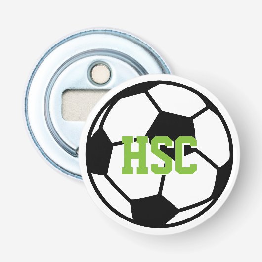 Aangepaste gesigneerde voetbal bierflesopener button flesopener (Voorkant)