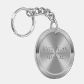 Aangepaste gesimuleerde gegraveerde zilverSleutelh Sleutelhanger (Voorkant Links)