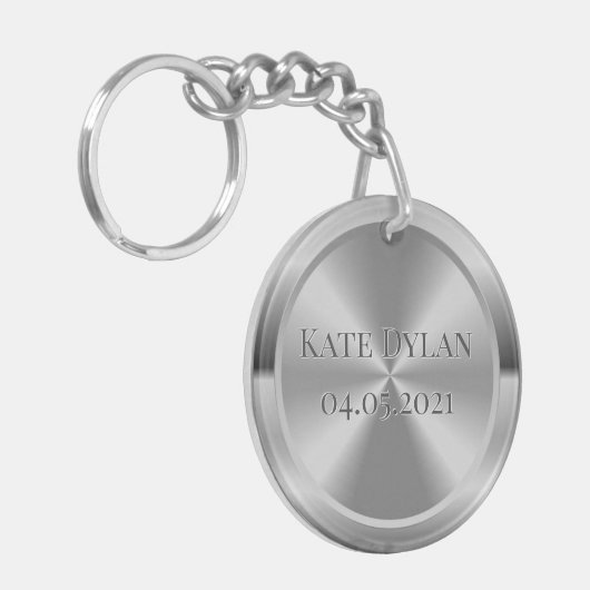 Aangepaste gesimuleerde gegraveerde zilverSleutelh Sleutelhanger (Voorkant Links)