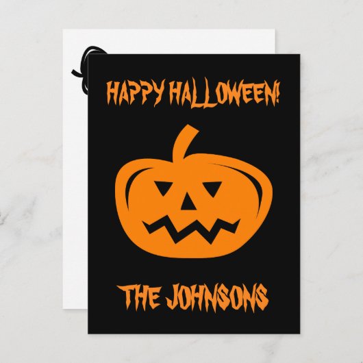 Aangepaste gesneden pompoen Halloween party briefk Uitnodiging Briefkaart (Voorkant / Achterkant)