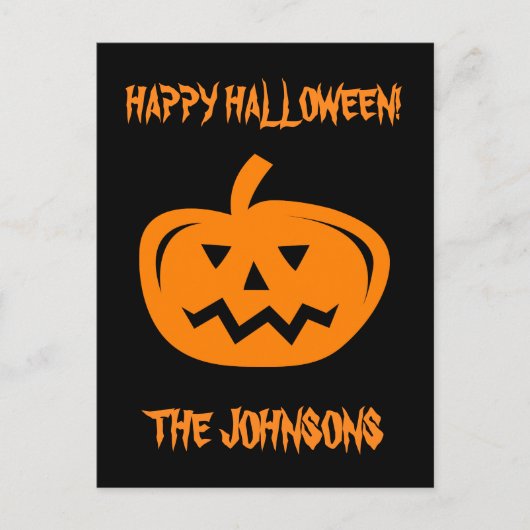 Aangepaste gesneden pompoen Halloween party briefk Uitnodiging Briefkaart (Voorkant)