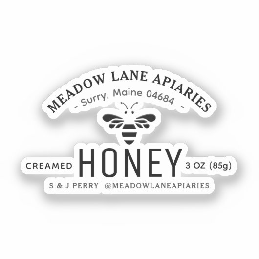 Aangepaste gesneden vinyl 3 oz honing skep pot sti sticker (Voorkant)