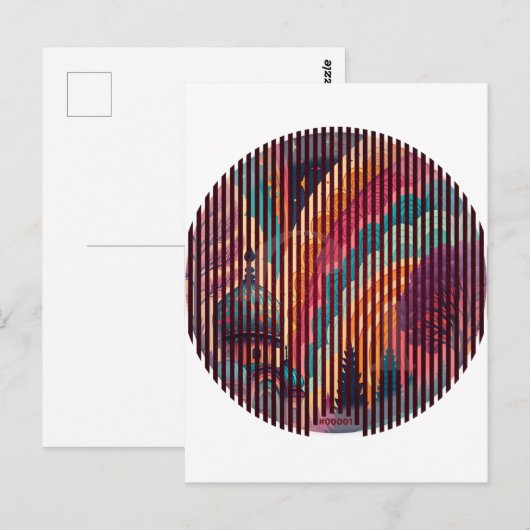 Aangepaste gestreepte cirkel fantasie ansichtkaart briefkaart (Voorkant / Achterkant)