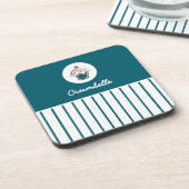 Aangepaste gestreepte cupcake bakkerij winkel Onde Bier Onderzetter (Linkerzijde)