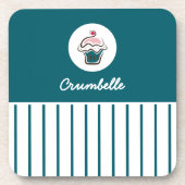 Aangepaste gestreepte cupcake bakkerij winkel Onde Bier Onderzetter (Voorkant)