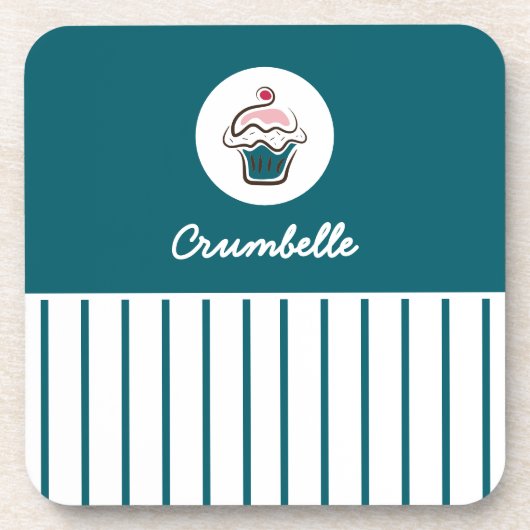 Aangepaste gestreepte cupcake bakkerij winkel Onde Bier Onderzetter (Voorkant)