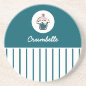 Aangepaste gestreepte cupcake bakkerij winkel Onde Zandsteen Onderzetter (Voorkant)