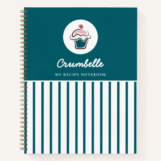 Aangepaste Gestreepte Cupcake Pastry Chef's Recept Notitieboek (Voorkant)