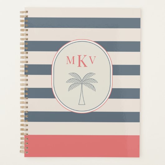 Aangepaste gestreepte monogram planner (Voorkant)