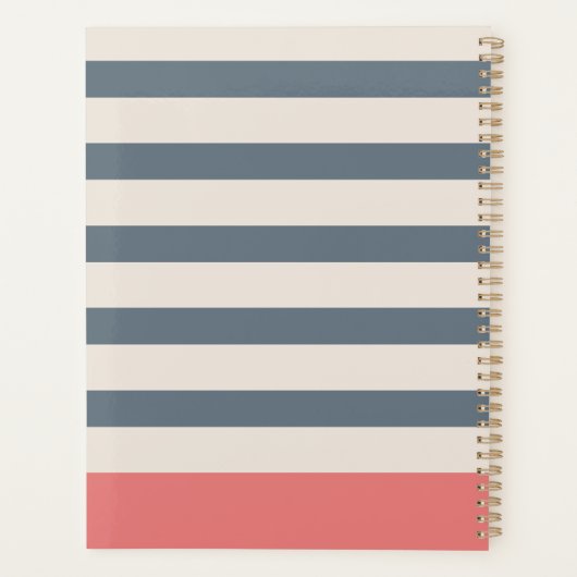 Aangepaste gestreepte monogram planner (Achterkant)