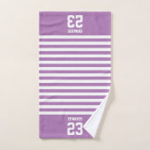 Aangepaste gestreepte sporten genummerd met naam bad handdoek (Handdoek)