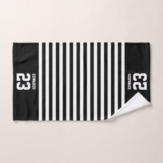 Aangepaste gestreepte sporten genummerd met naam handdoek (Handdoek)
