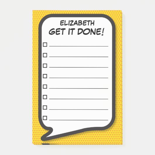 Aangepaste GET IT DONE Takenlijst Stripboek Post-it® Notes (Voorkant)
