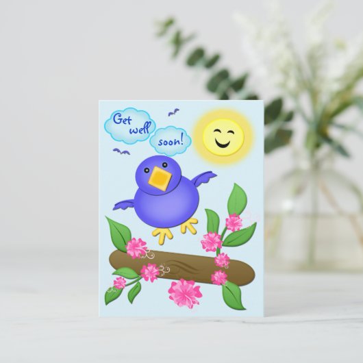 Aangepaste Get Well Blue Bird Happiness Kaart (Staand voorkant)