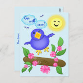 Aangepaste Get Well Blue Bird Happiness Kaart (Voorkant / Achterkant)
