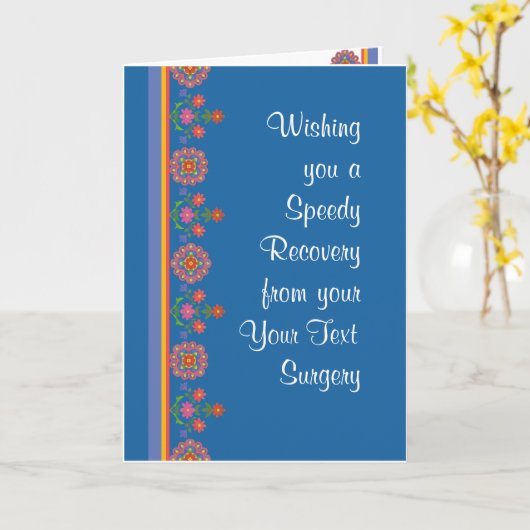 Aangepaste Get Well van Chirurgie Rangoli Border, Kaart (Gele Bloem)