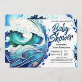 Aangepaste getijdegolven Baby shower Kaart (Voorkant / Achterkant)