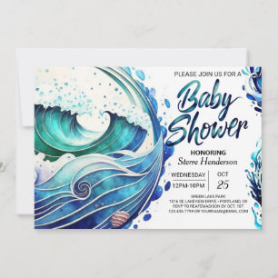 Aangepaste getijdegolven Baby shower Kaart